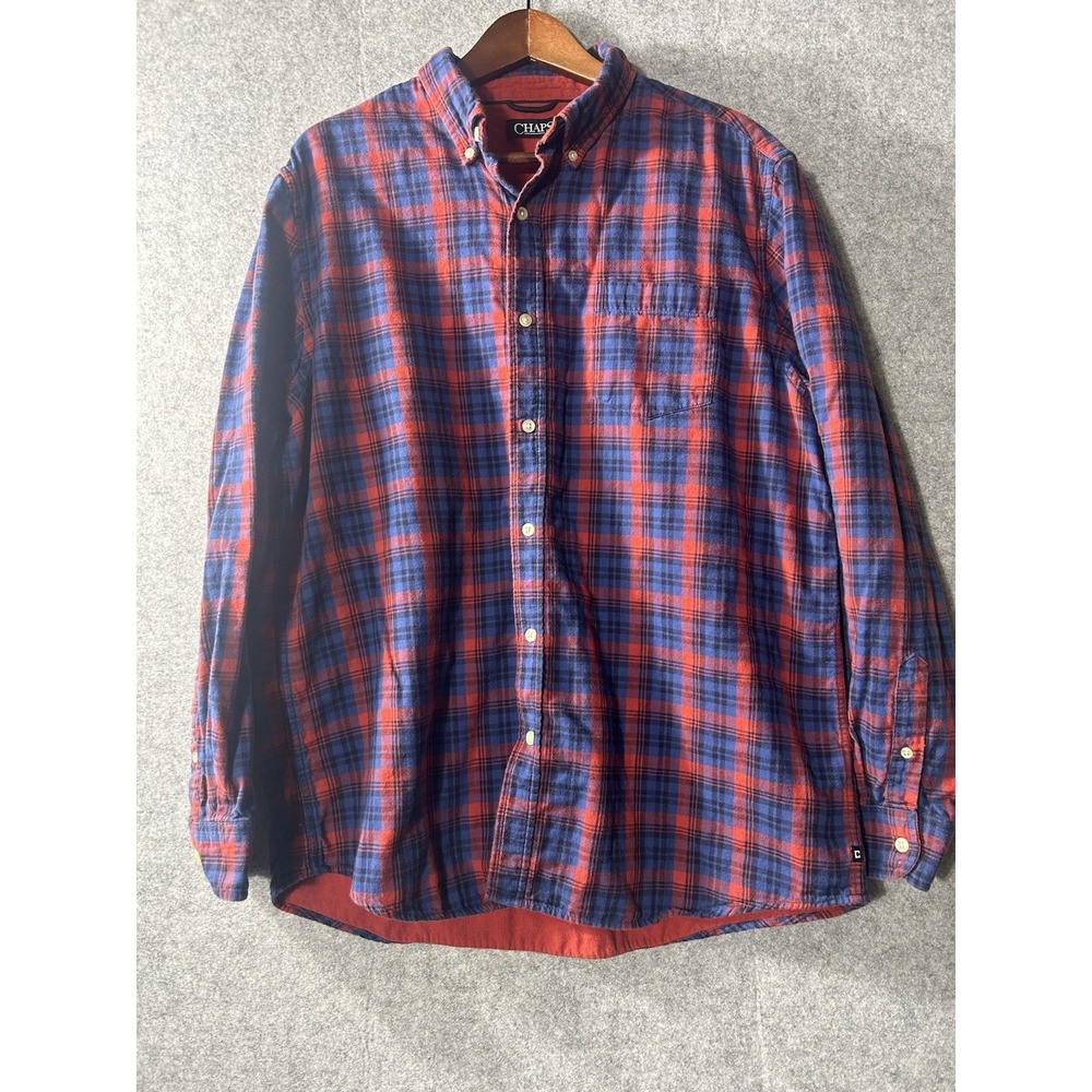 VINTAGE Chaps Ralph Lauren Red Blue Flannel Lined Shirt Size XL